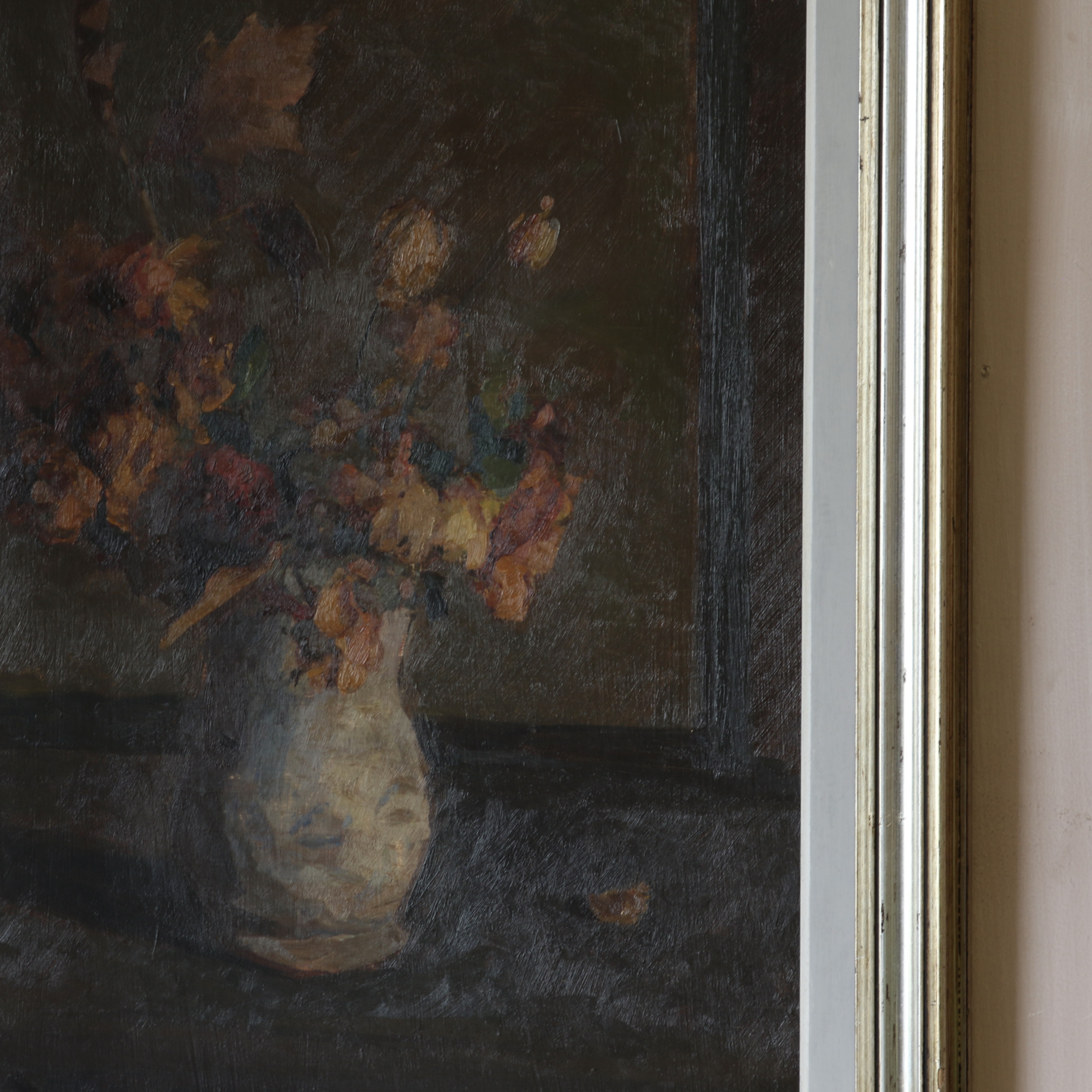 Floral Still Life in Silvered Frame